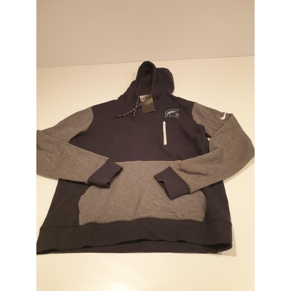 Michigan State Spartans Hoodie Mens Large Black Gray NCAA College Nike Fleece